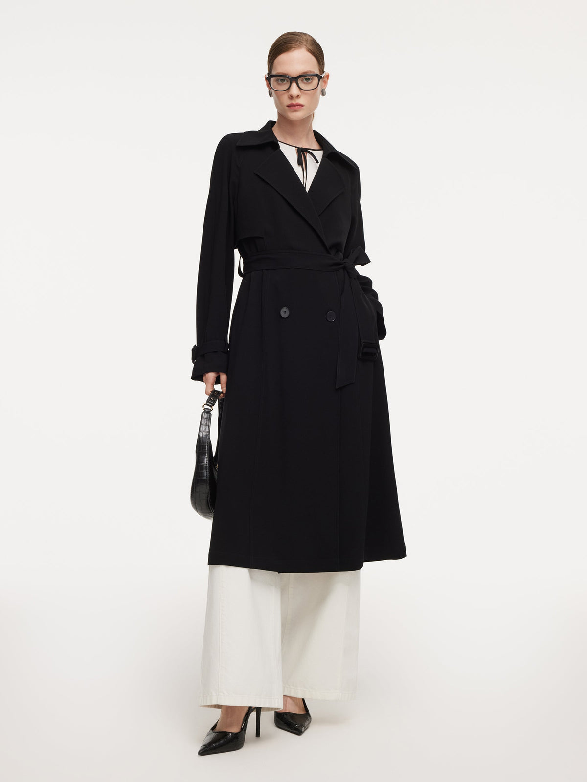 Triacetate Blend Women Wrap Trench Coat