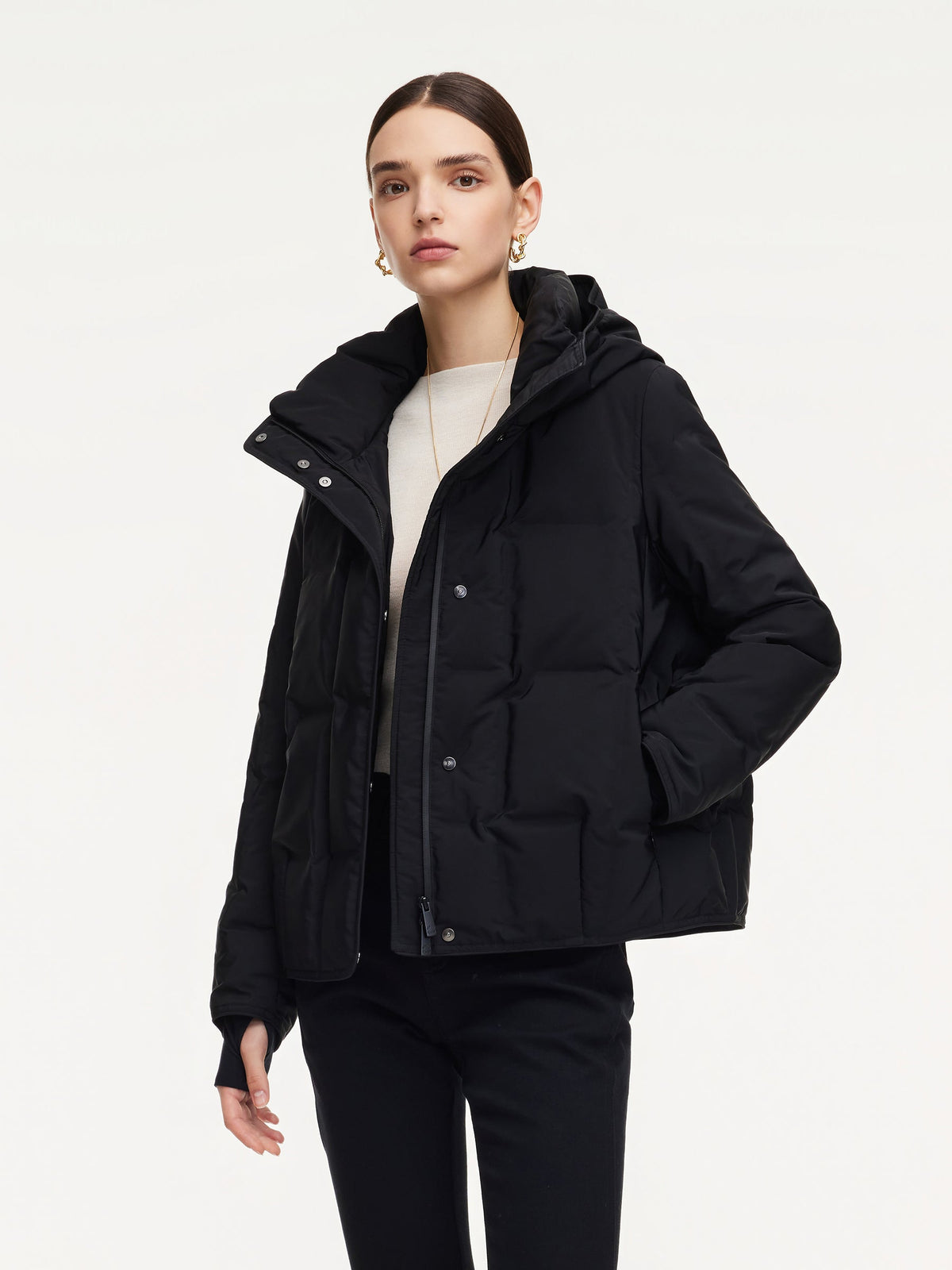 Cocoon Waterproof And Windproof Hooded Goose Down Jacket