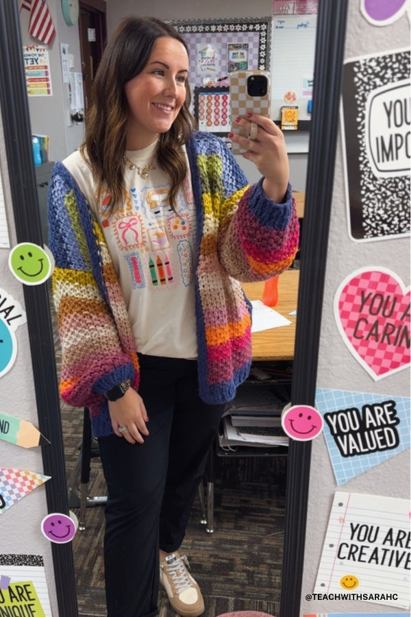 Wrapped up in Color Knit Cardigan - Rainbow - Pre Order