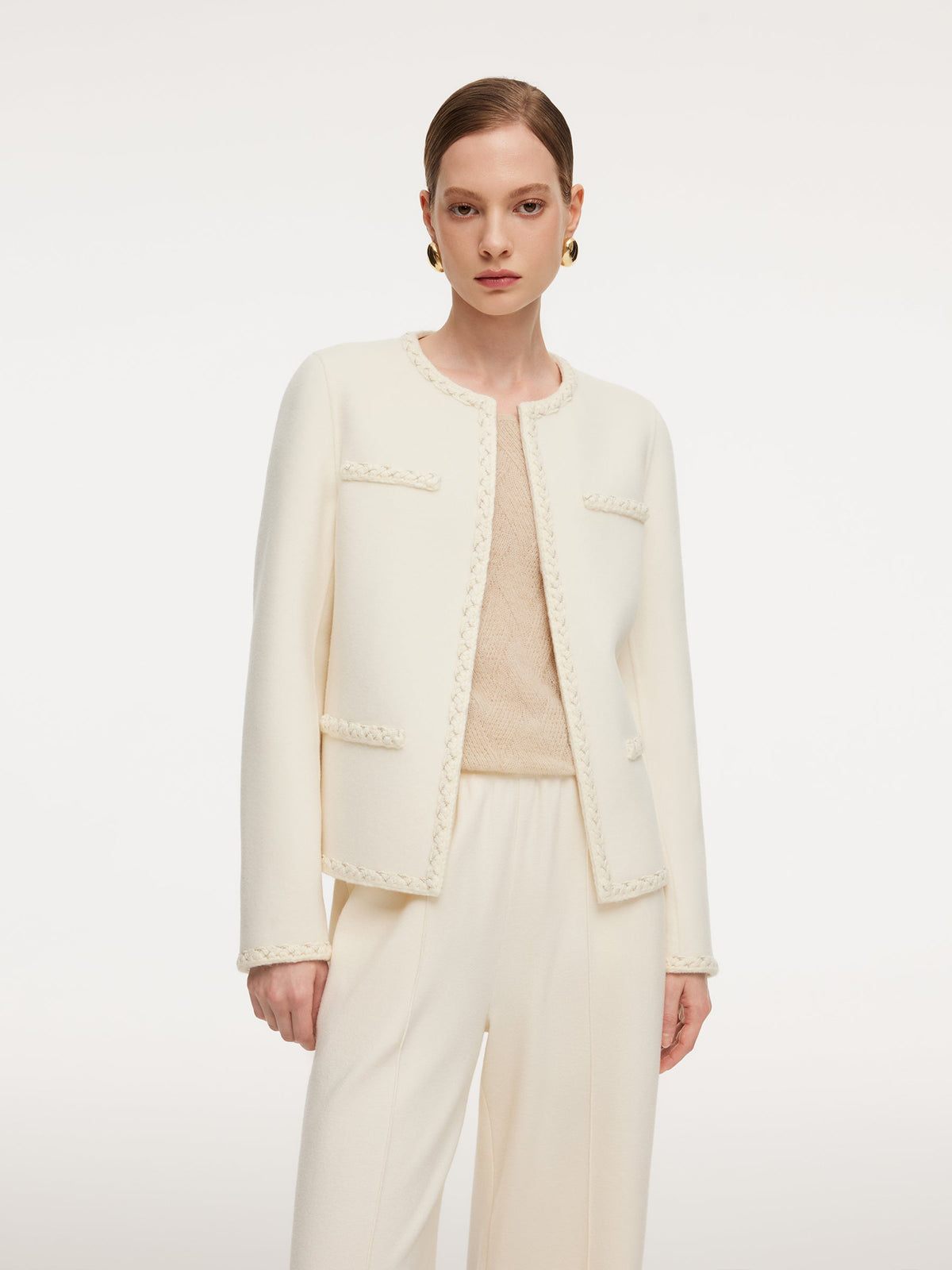 Cashmere Wool Blend Double-Faced Women Jacket