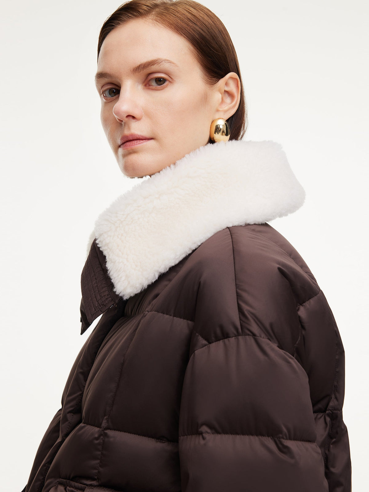 Teddy Collar Goose Down Crop Jacket