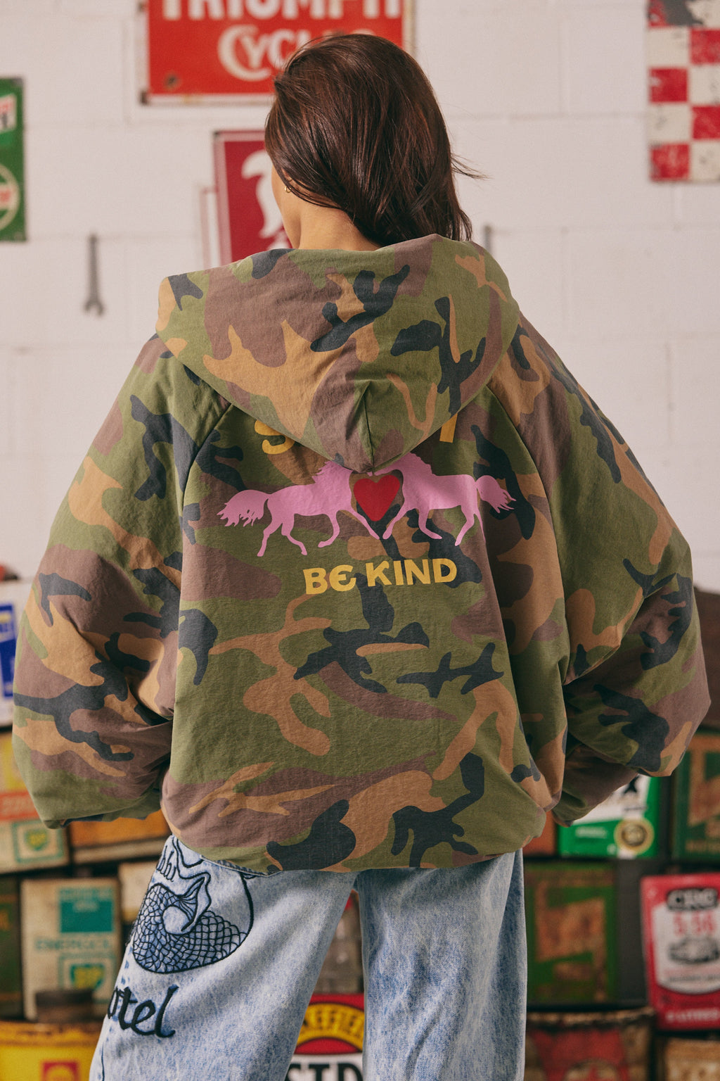 THE BE KIND BOMBER JACKET - CAMO