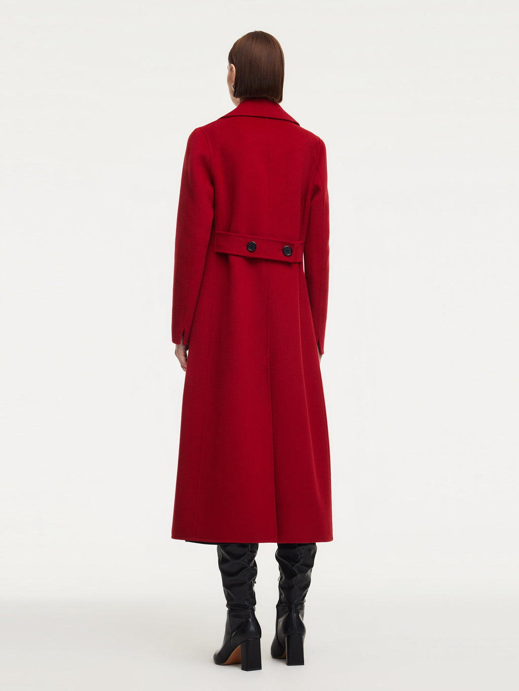 Cashmere Wool Blend Notched Collar Double-Faced Women Overcoat