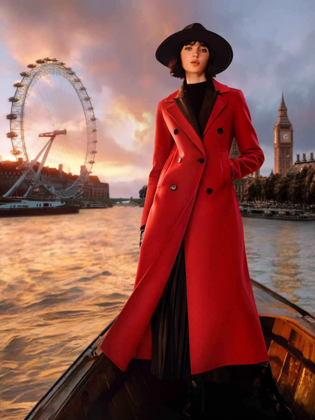 Cashmere Wool Blend Notched Collar Double-Faced Women Overcoat