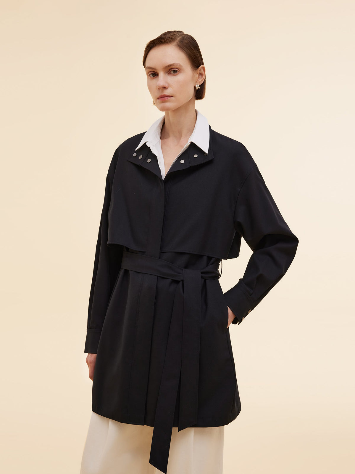 Worsted Wool Blend Women Trench Coat