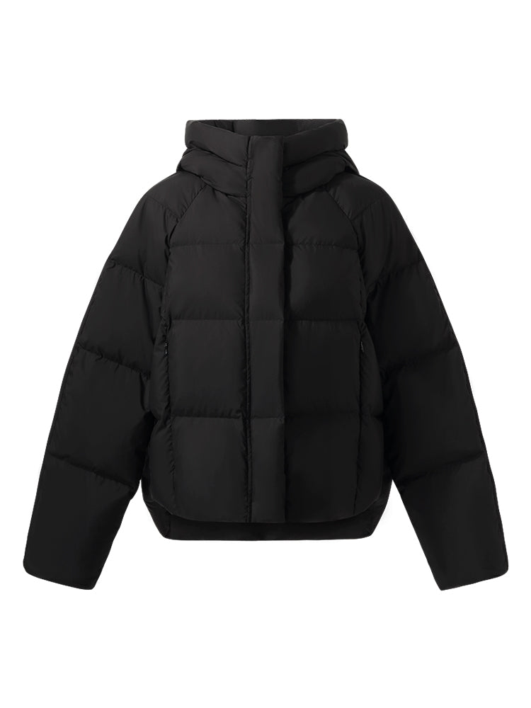 Black Hooded Goose Down Jacket