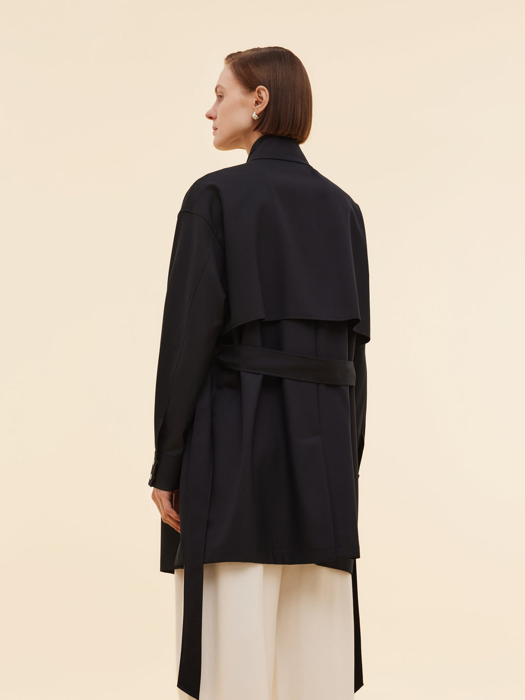 Worsted Wool Blend Women Trench Coat