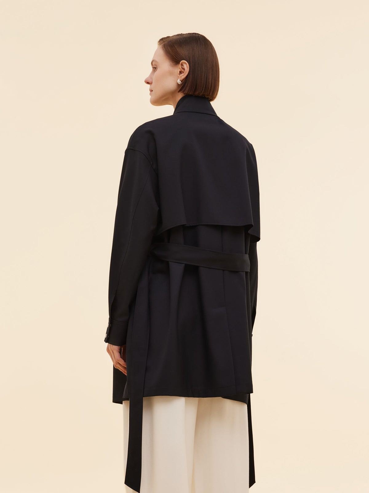 Worsted Wool Blend Women Trench Coat