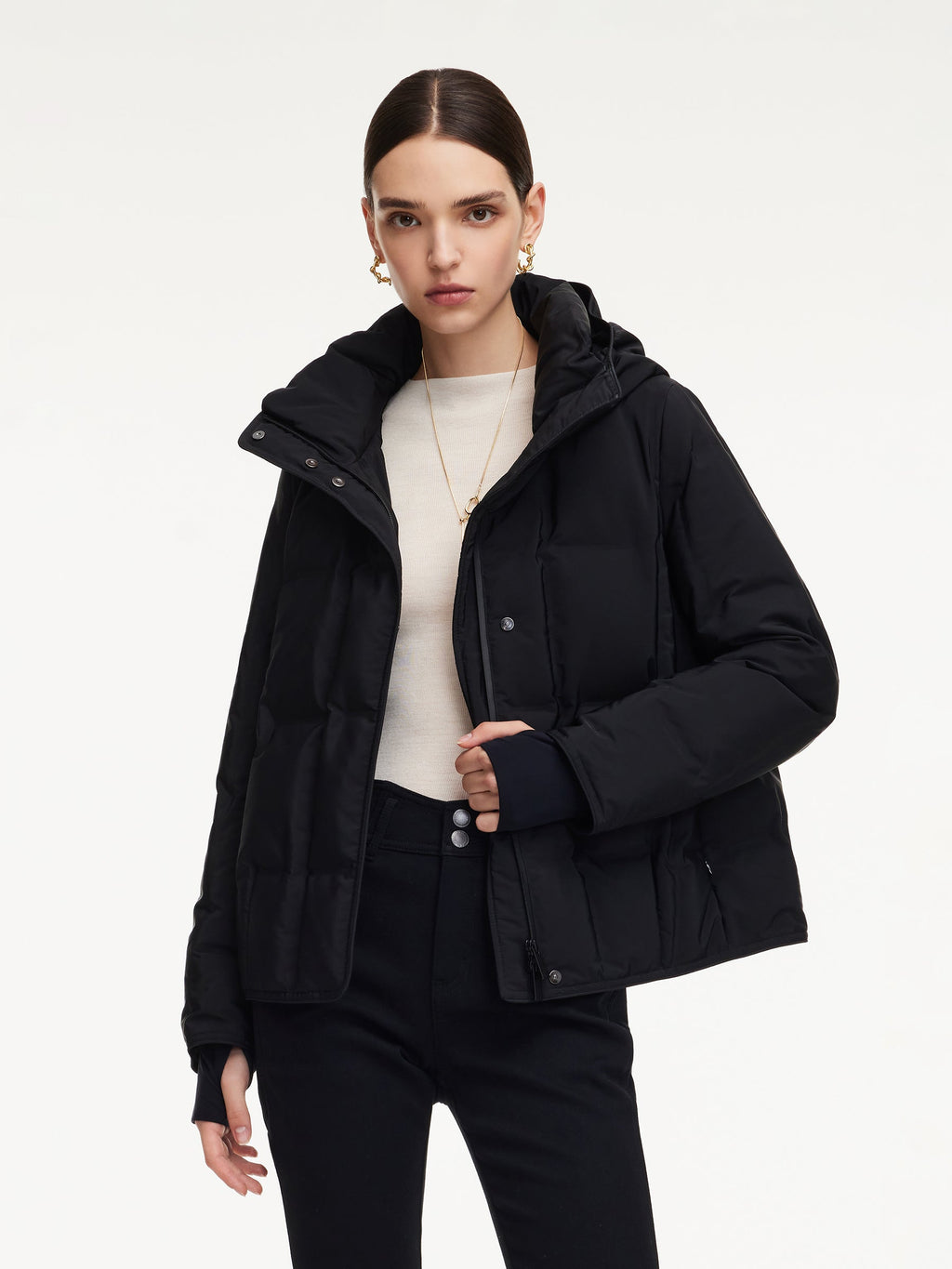 Cocoon Waterproof And Windproof Hooded Goose Down Jacket