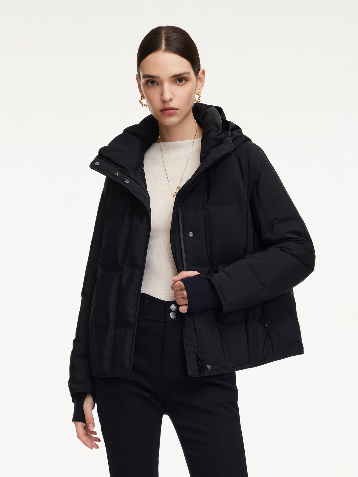 Cocoon Waterproof And Windproof Hooded Goose Down Jacket