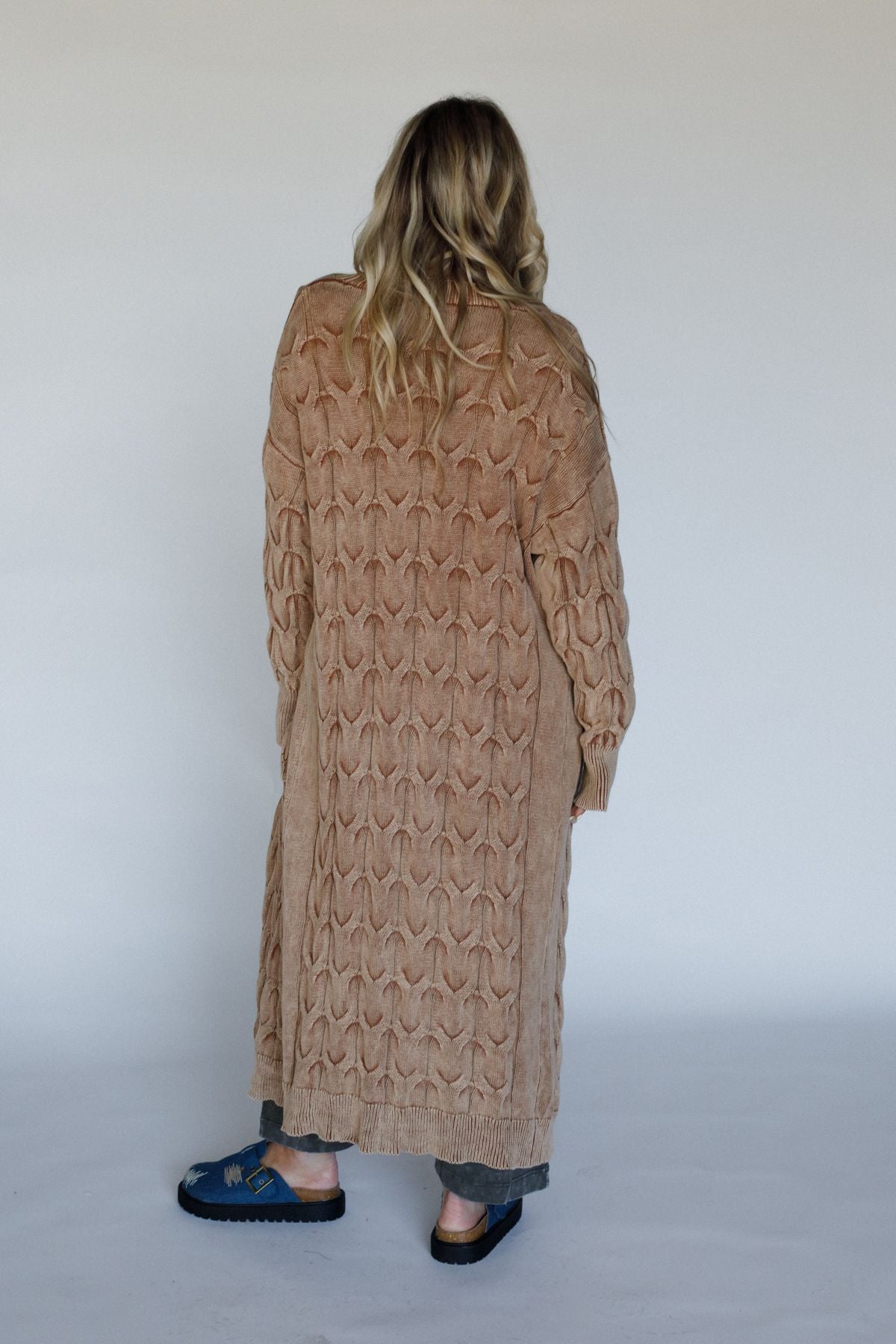 Chill Nights Cable Knit Cardigan - Brown