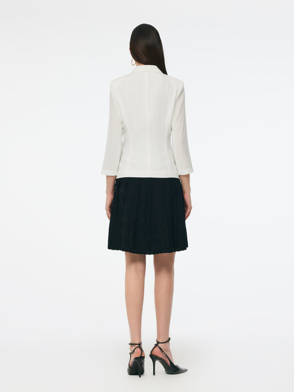 Triacetate Blend Gathered Waist Women Blazer
