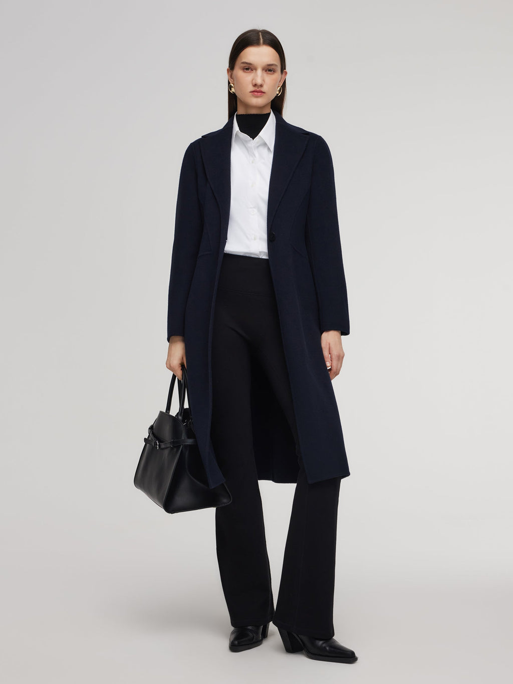 100% Wool Double-Faced Gathered Waist Women Overcoat