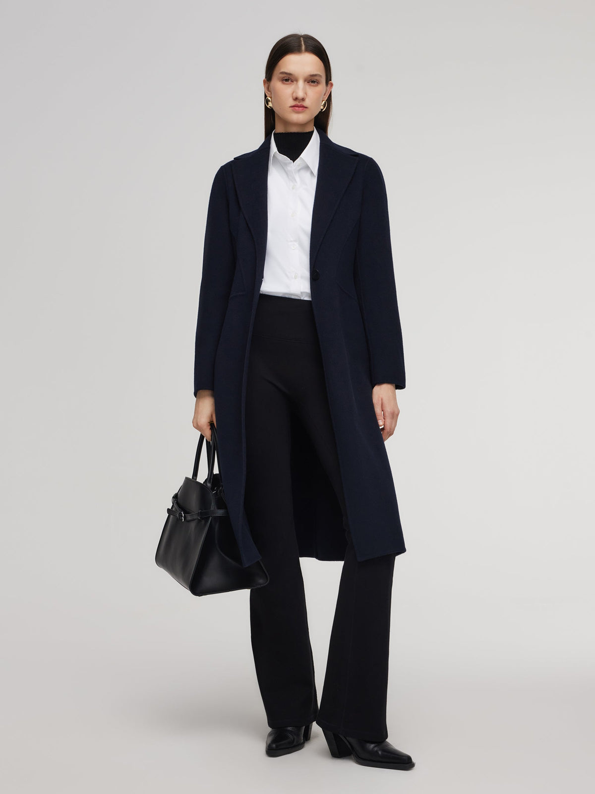 100% Wool Double-Faced Gathered Waist Women Overcoat