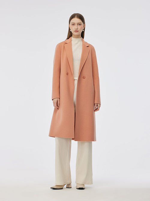 100% Wool Double-Faced Back Slit Women Overcoat