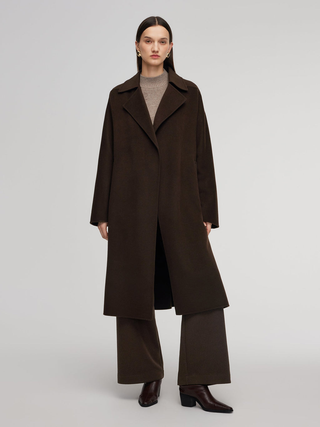 100% Wool Double-Faced Women Wrap Overcoat