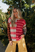 Dulcie Striped Sweater - Pink - Pre Order
