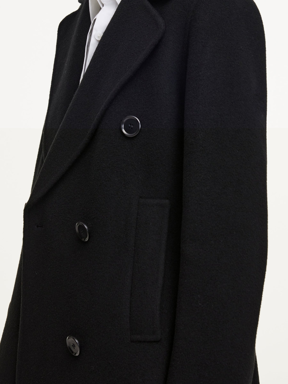 Cashmere Wool Blend Notched Collar Double-Faced Women Overcoat