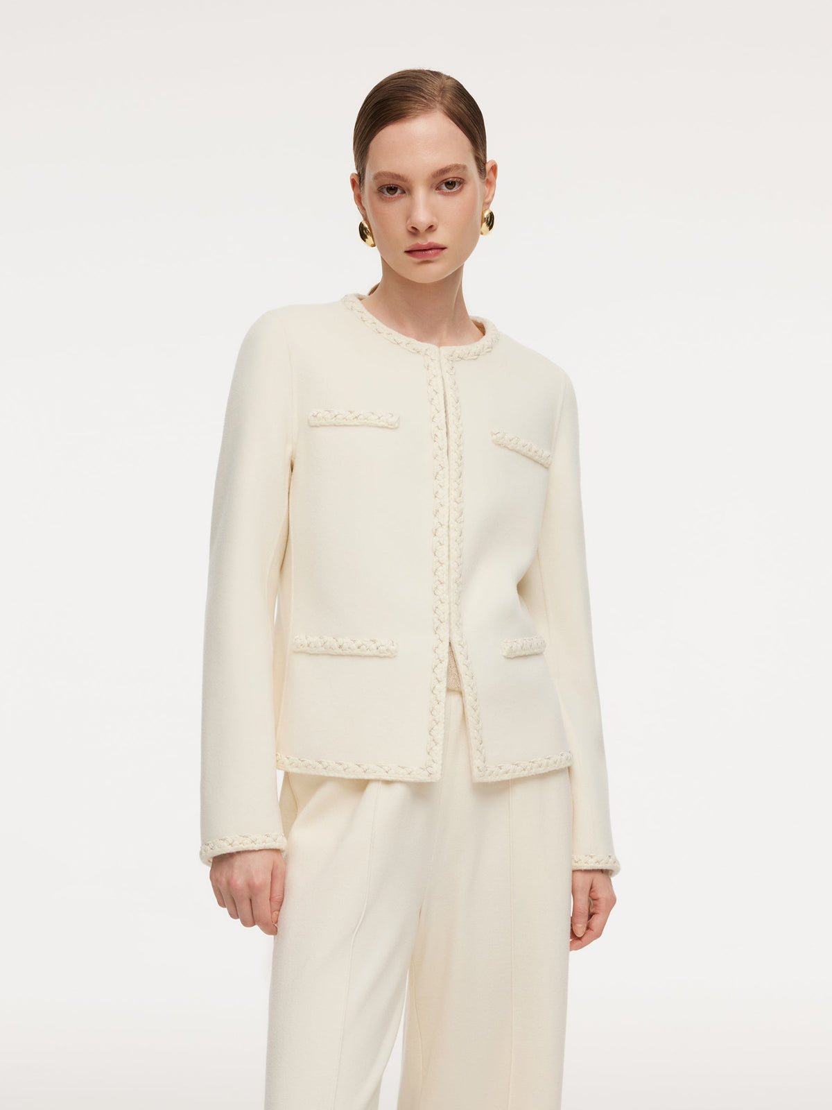 Cashmere Wool Blend Double-Faced Women Jacket