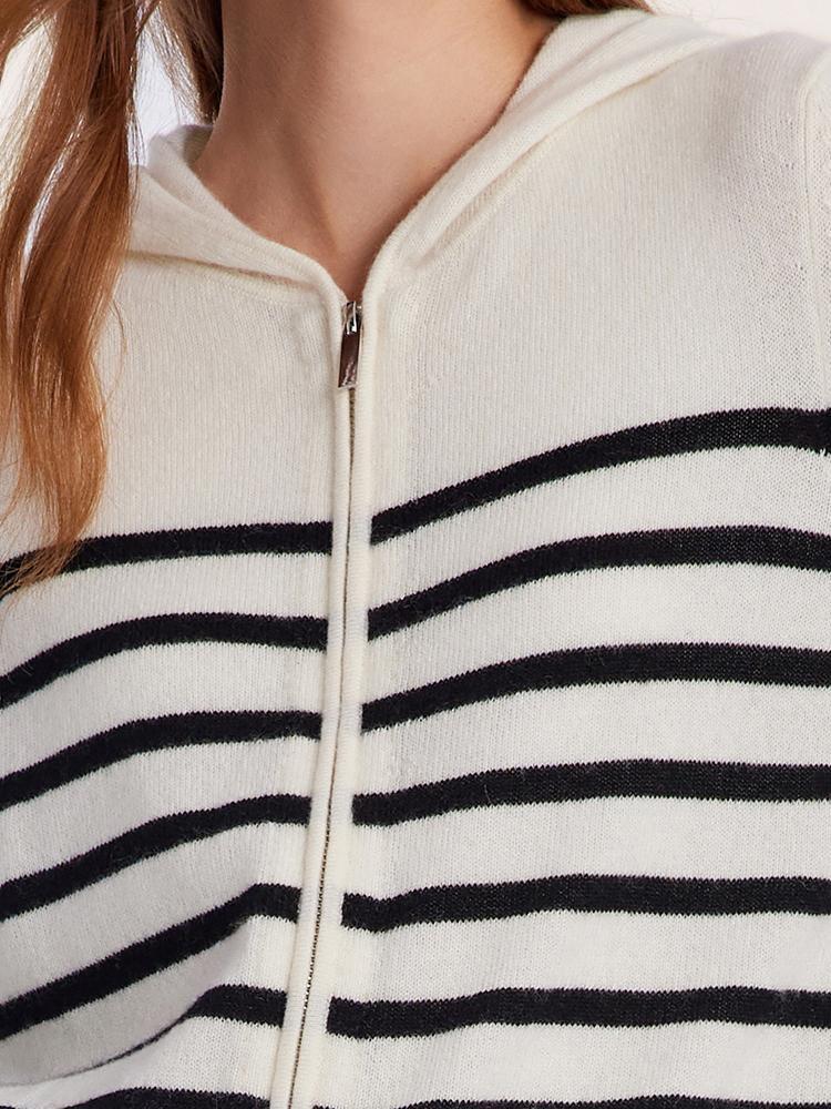 Pure Cashmere Hooded Zipper Cardigan