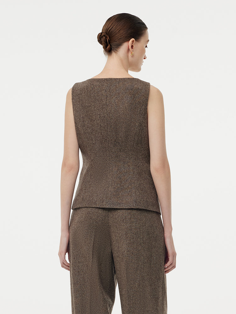 100% Washable Wool Square Neck Women Vest