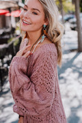 Golden Hour Bubble Sleeve Sweater - Mauve - Pre Order