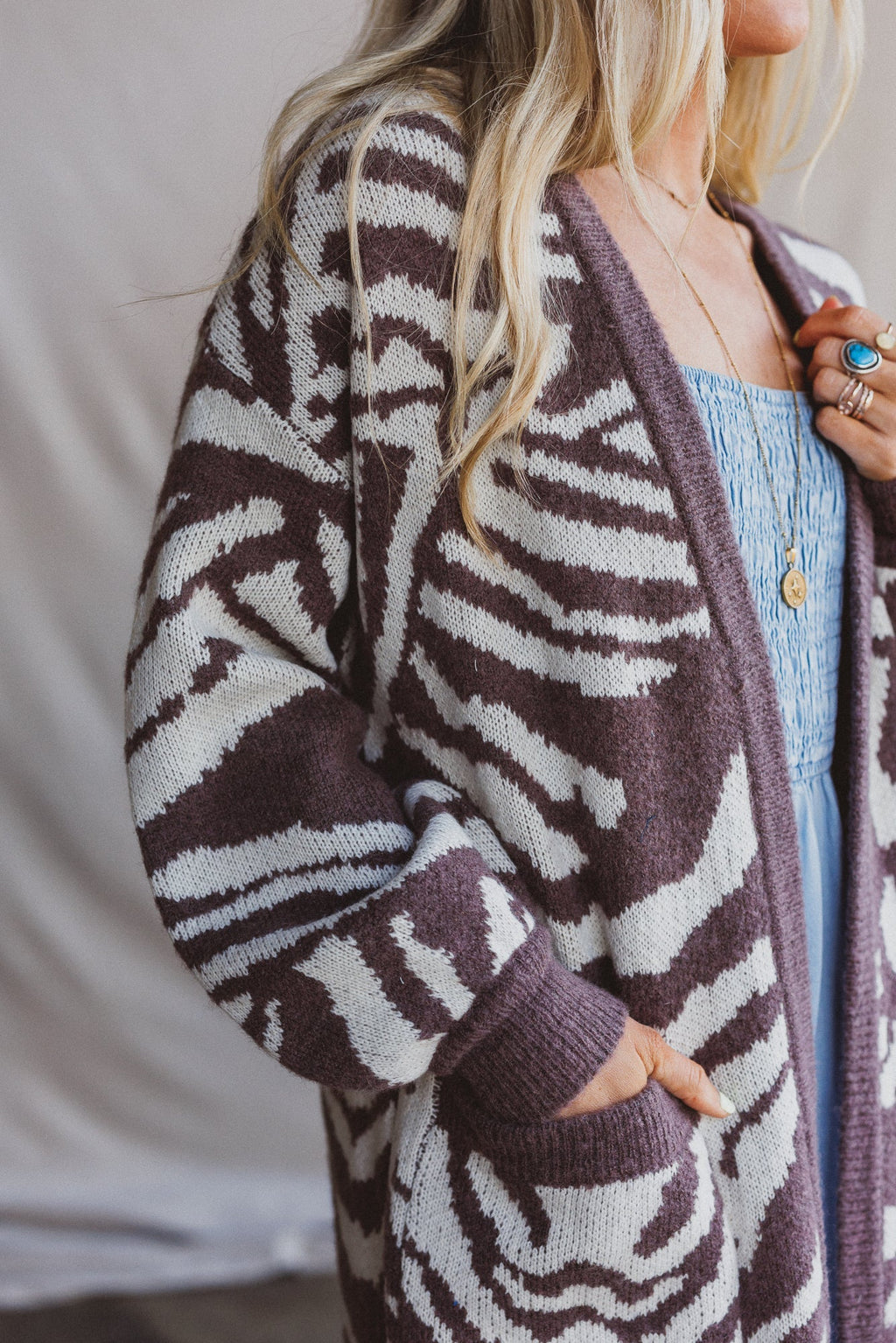 Nalani Animal Print Cardigan - Brown