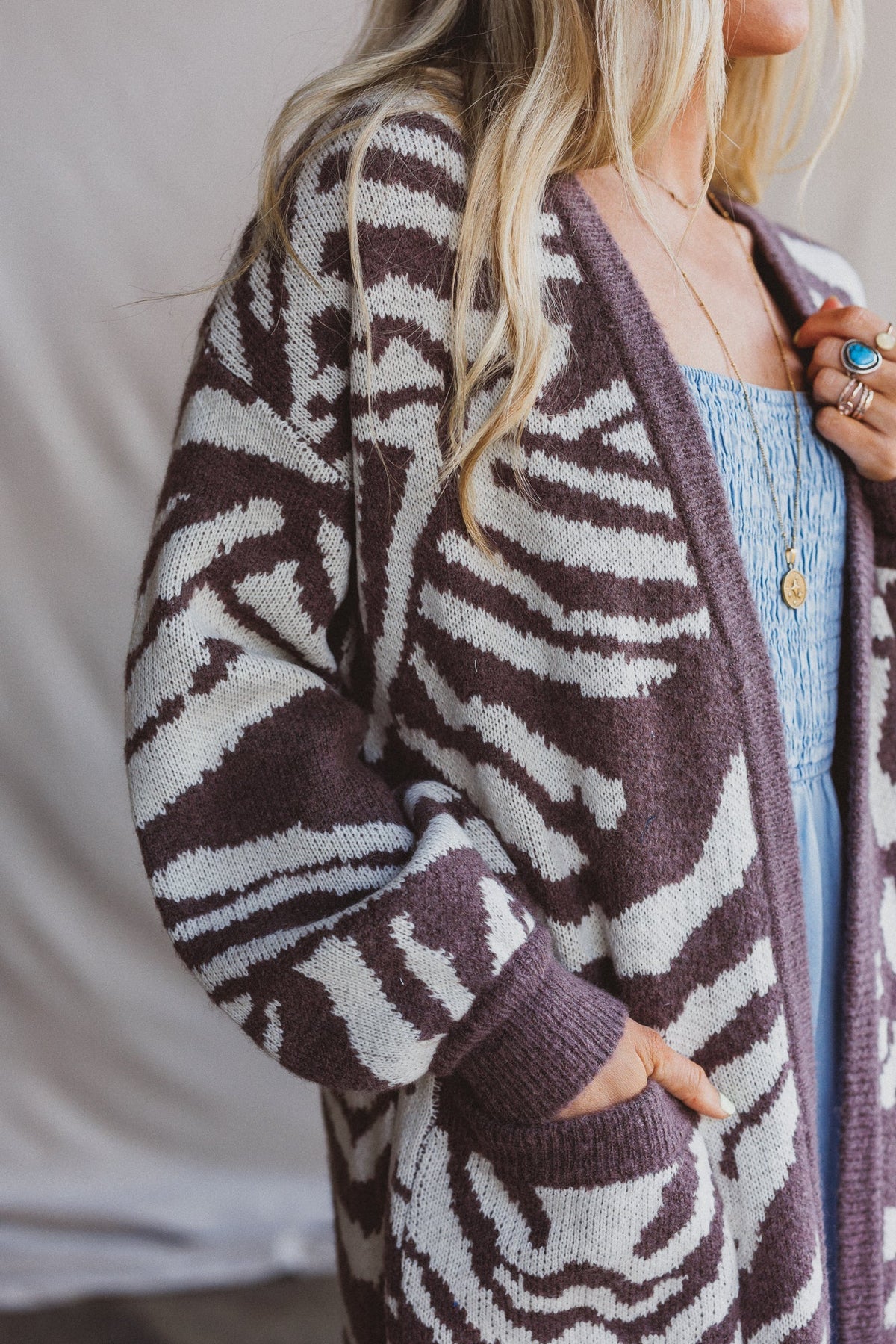 Nalani Animal Print Cardigan - Brown