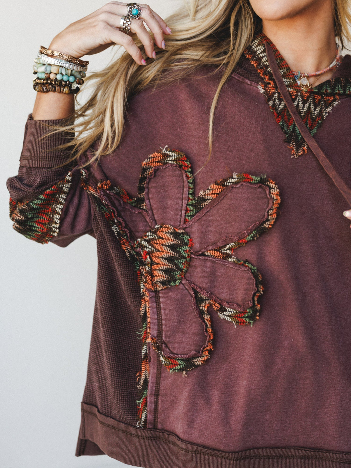 Patchwork Poppy Sweater  - Brown
