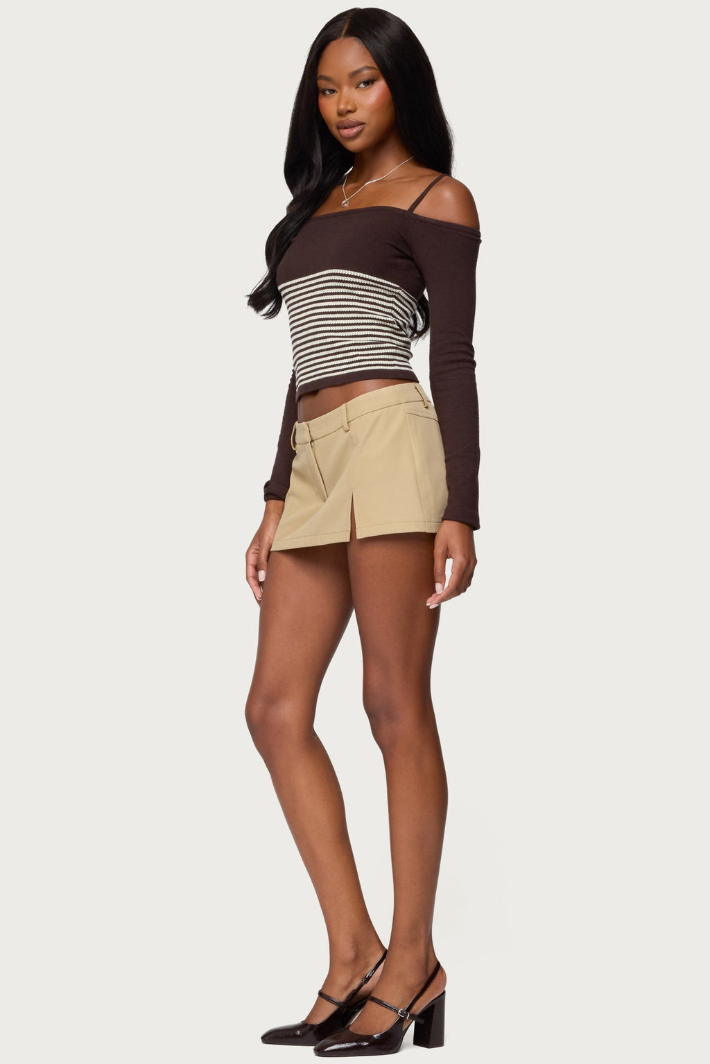 Darya Striped Off Shoulder Knit Top