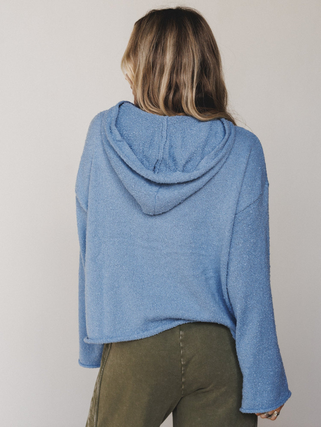 Charlie Textured Oversized Hoodie  - Blue