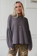 The Nest Sweet Heart Balloon Sleeve Knit Sweater - Black