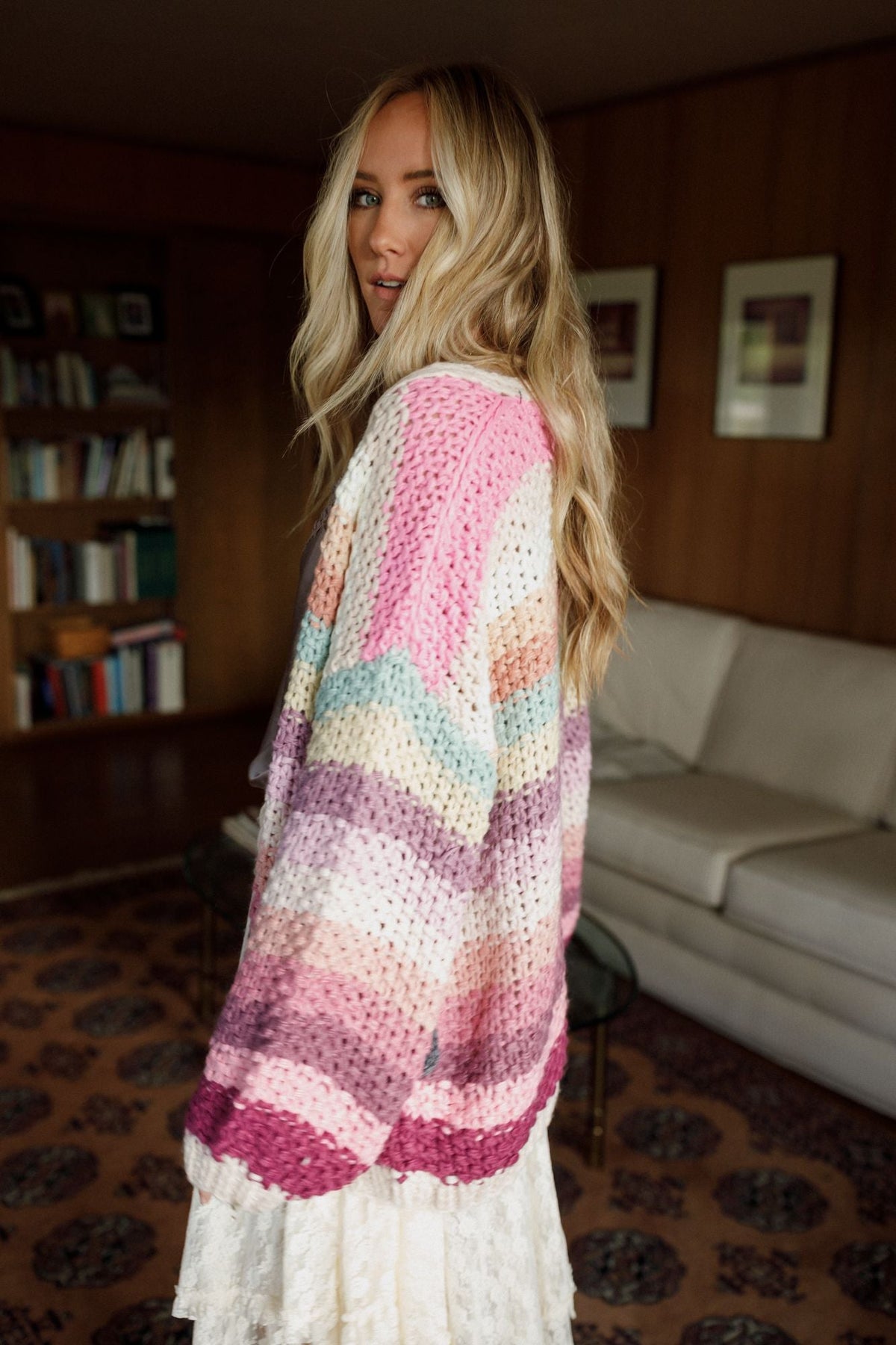 Wrapped up in Color Knit Cardigan - Pink Multi