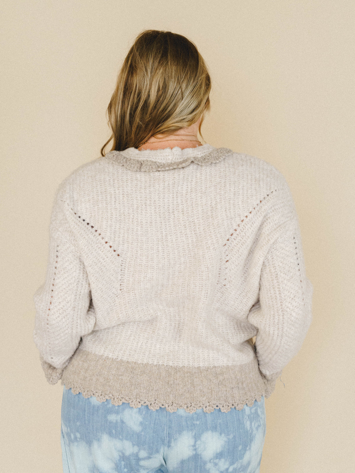 Sewn In Bloom Sweater - Taupe