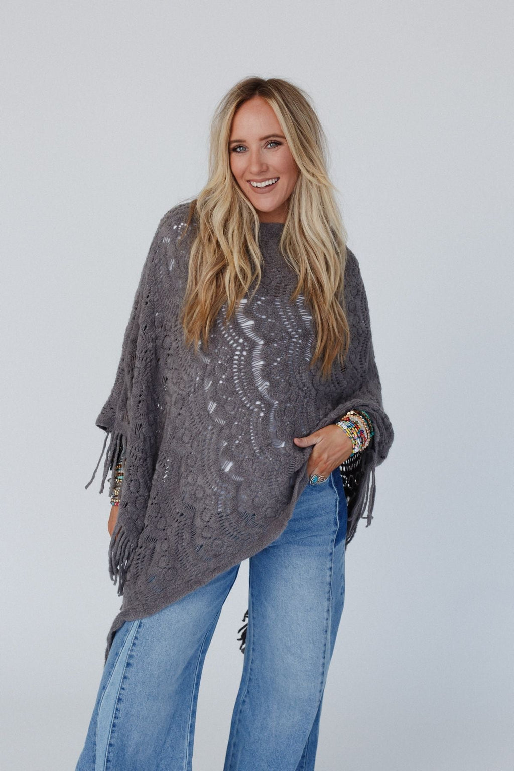 Sea Beyond Lace Poncho - Gray - Pre Order