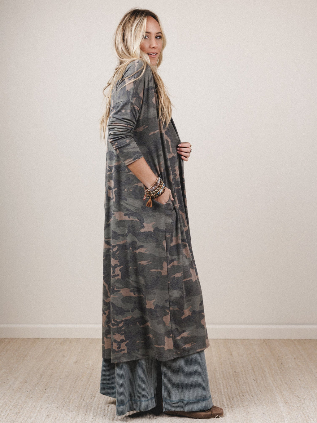 The Nest Essential Camo Cardigan - Olive Charcoal - Pre Order