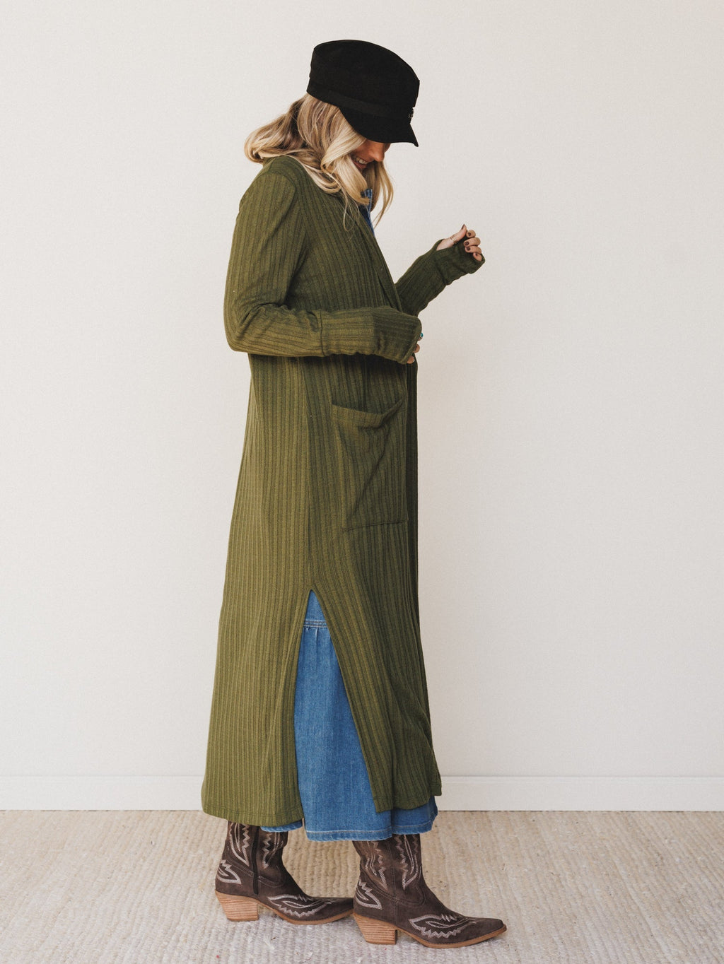 The Nest Finishing Touch Duster Cardigan - Olive - Pre Order