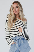 All My Stripes Oversized Sweater - Cream Black