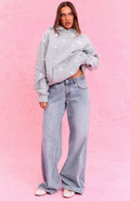 The Social Club Lottie Oversized Hoodie Dark Grey Marle