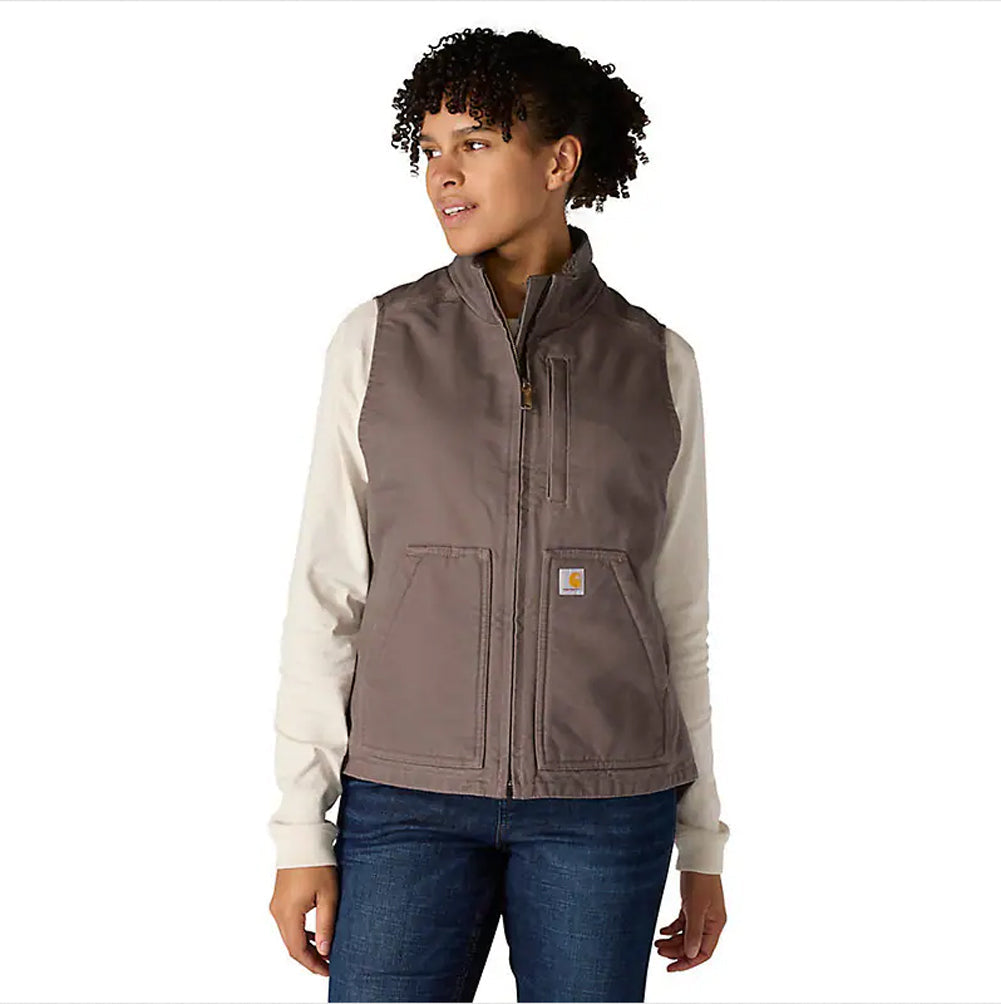 Women's Sherpa Lined Vest - Relaxed Fit - Washed Duck - 104224