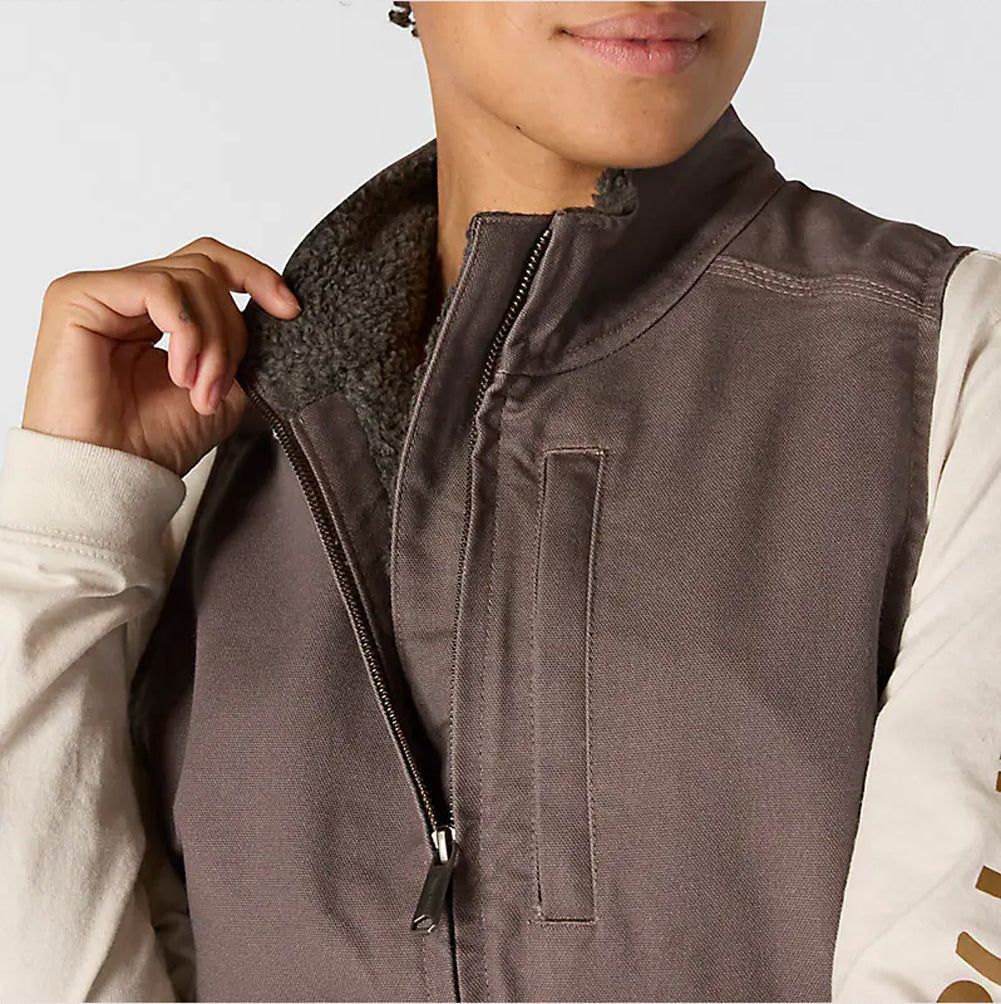 Women's Sherpa Lined Vest - Relaxed Fit - Washed Duck - 104224