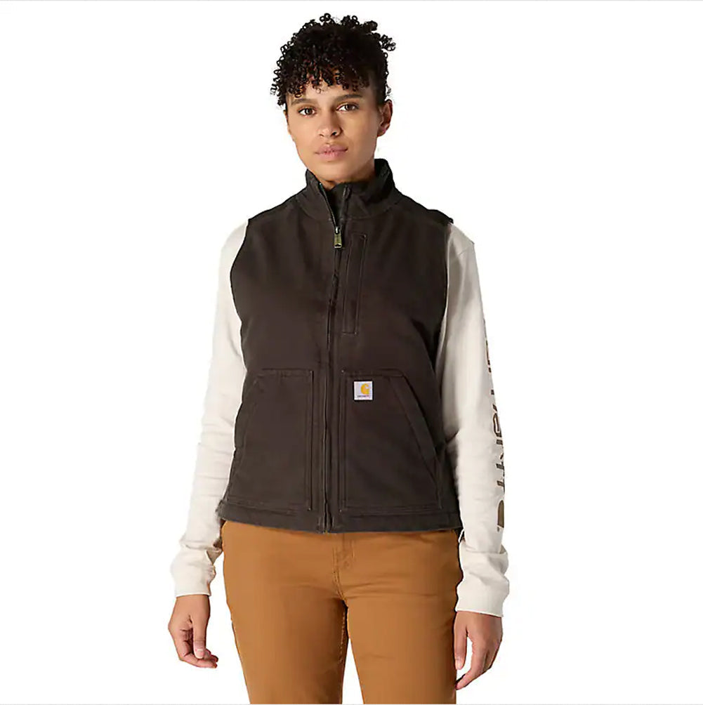 Women's Sherpa Lined Vest - Relaxed Fit - Washed Duck - 104224
