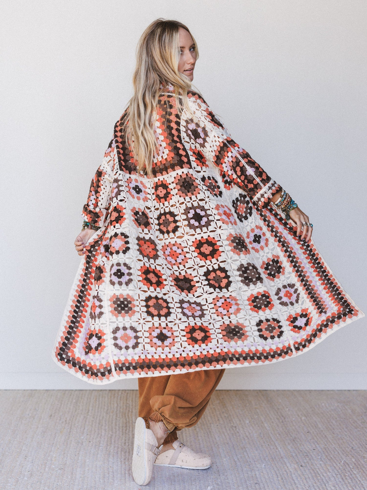 The Nest Soulful Wanderer Crochet Duster - Brown Multi