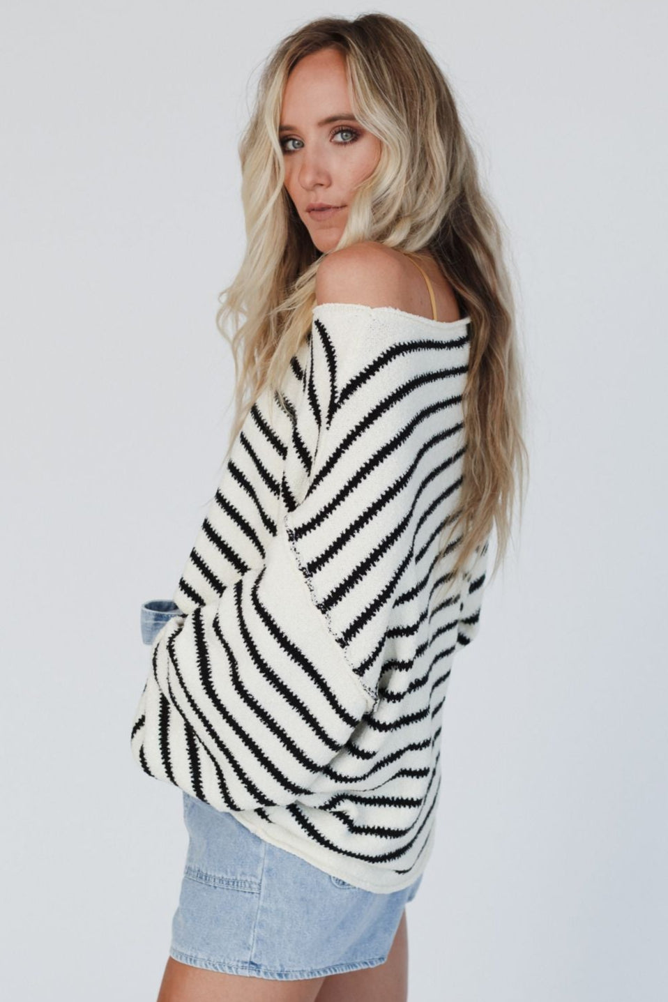 All My Stripes Oversized Sweater - Cream Black