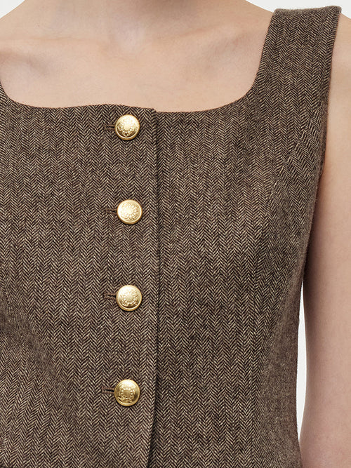100% Washable Wool Square Neck Women Vest