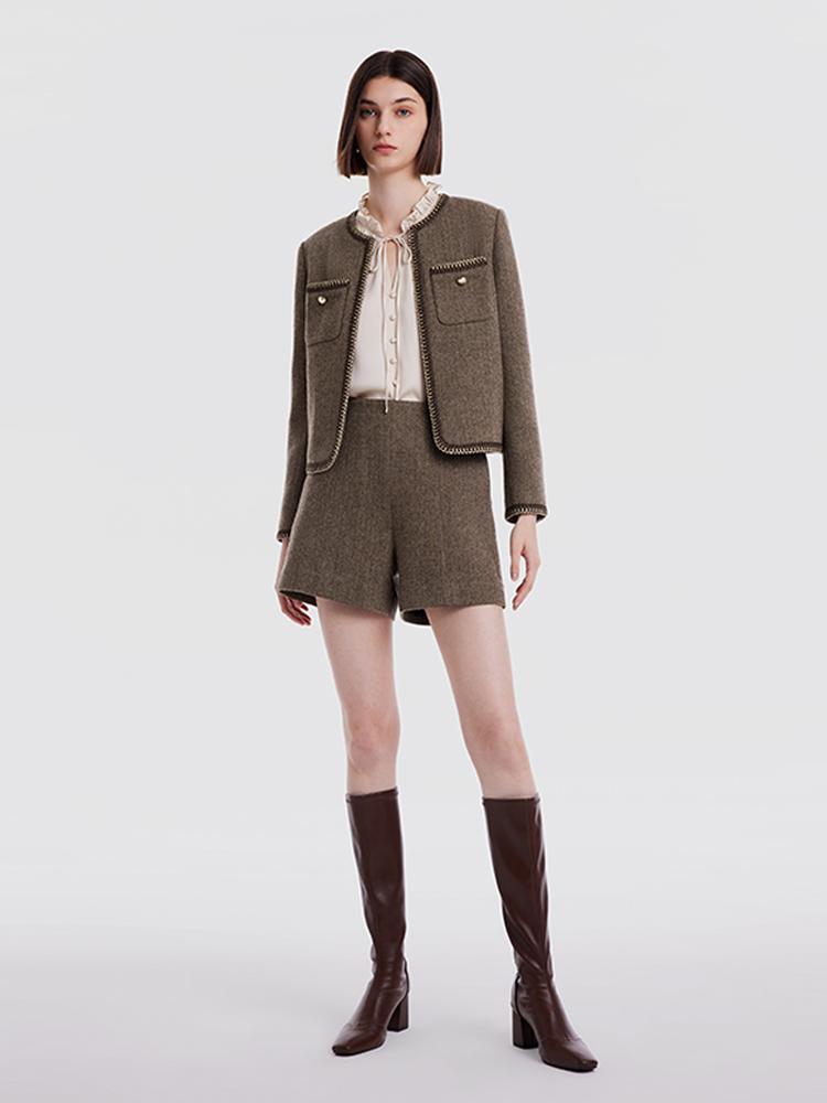Retro Brown Washable Woolen Jacket