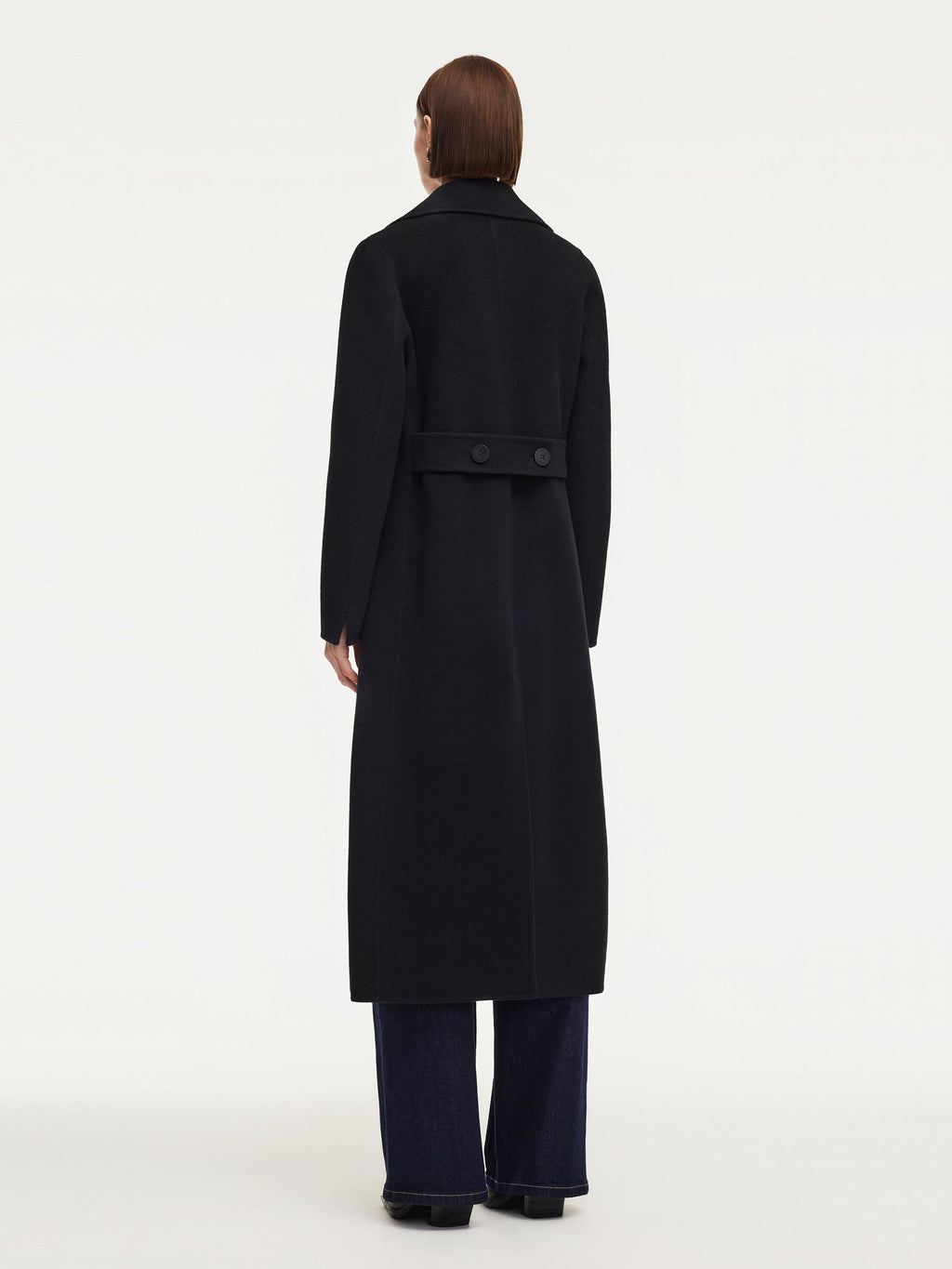 Cashmere Wool Blend Notched Collar Double-Faced Women Overcoat