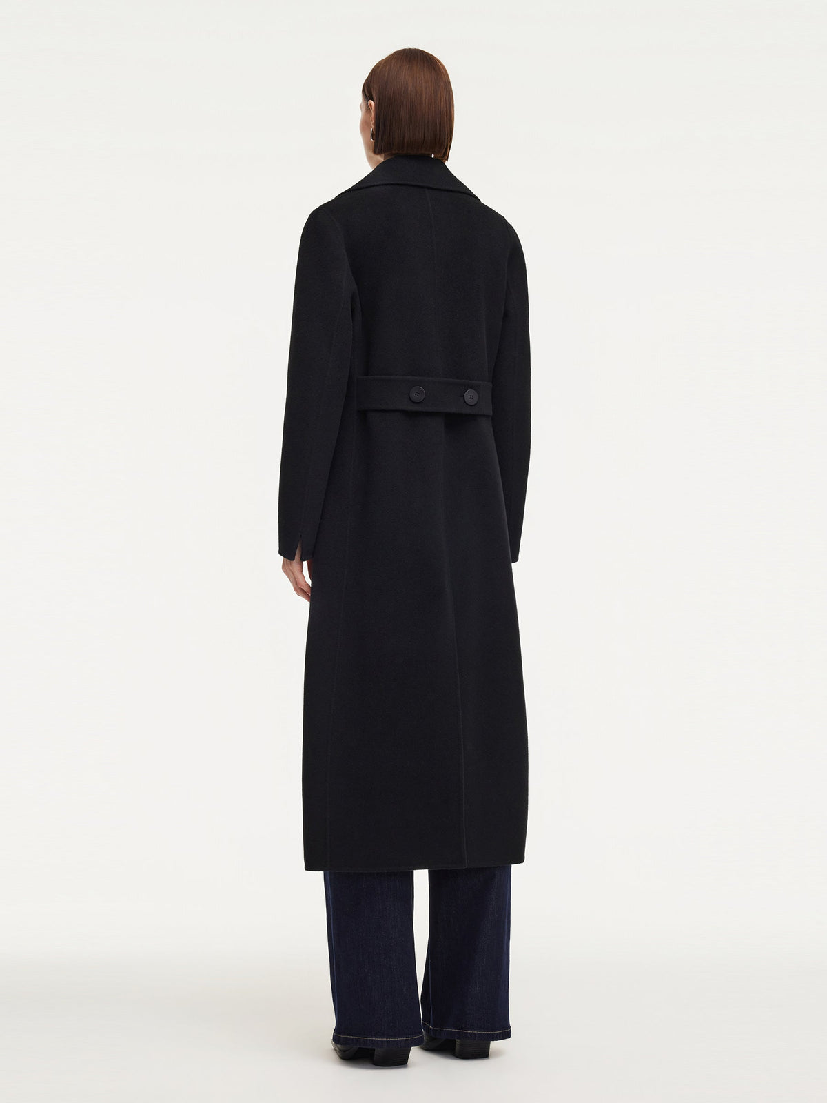 Cashmere Wool Blend Notched Collar Double-Faced Women Overcoat