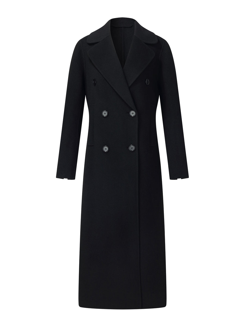 Cashmere Wool Blend Notched Collar Double-Faced Women Overcoat