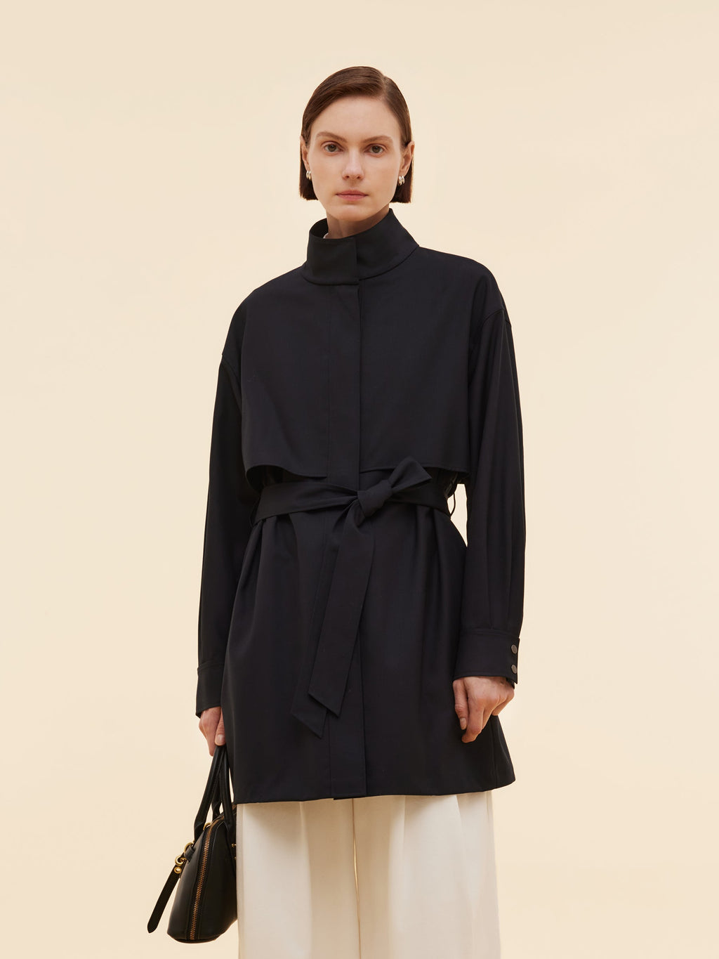 Worsted Wool Blend Women Trench Coat